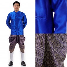 Blue Purple Traditional Thai Dress Thai Costume For Men THAI216